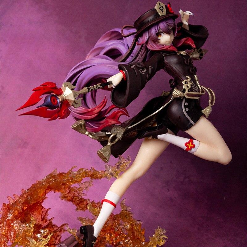 28 см Игровой Геншин Импакт Ху Тао Аниме Фигурка Боевая Версия ПВХ Фигурка Действия Коллекционная Модель Кукла Украшение Игрушка Для Мальчиков Подарок