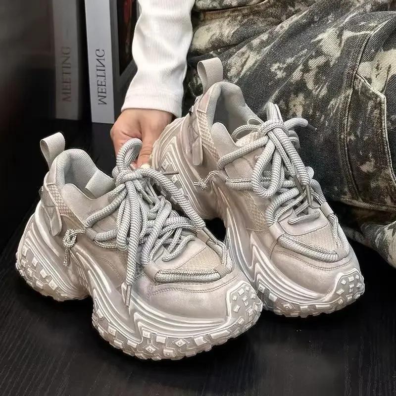 Chunky Sneaker Men Women Designer Tire Bottom Sport Shoes Fashion Casual Leather Mesh Breathable Height Increased Platform Shoes