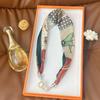 Silk Scarf Women's Spring, Autumn and Summer New Fashion Neck Protection Decoration Long Necklace Type Magnetic Buckle Scarf Small Scarf