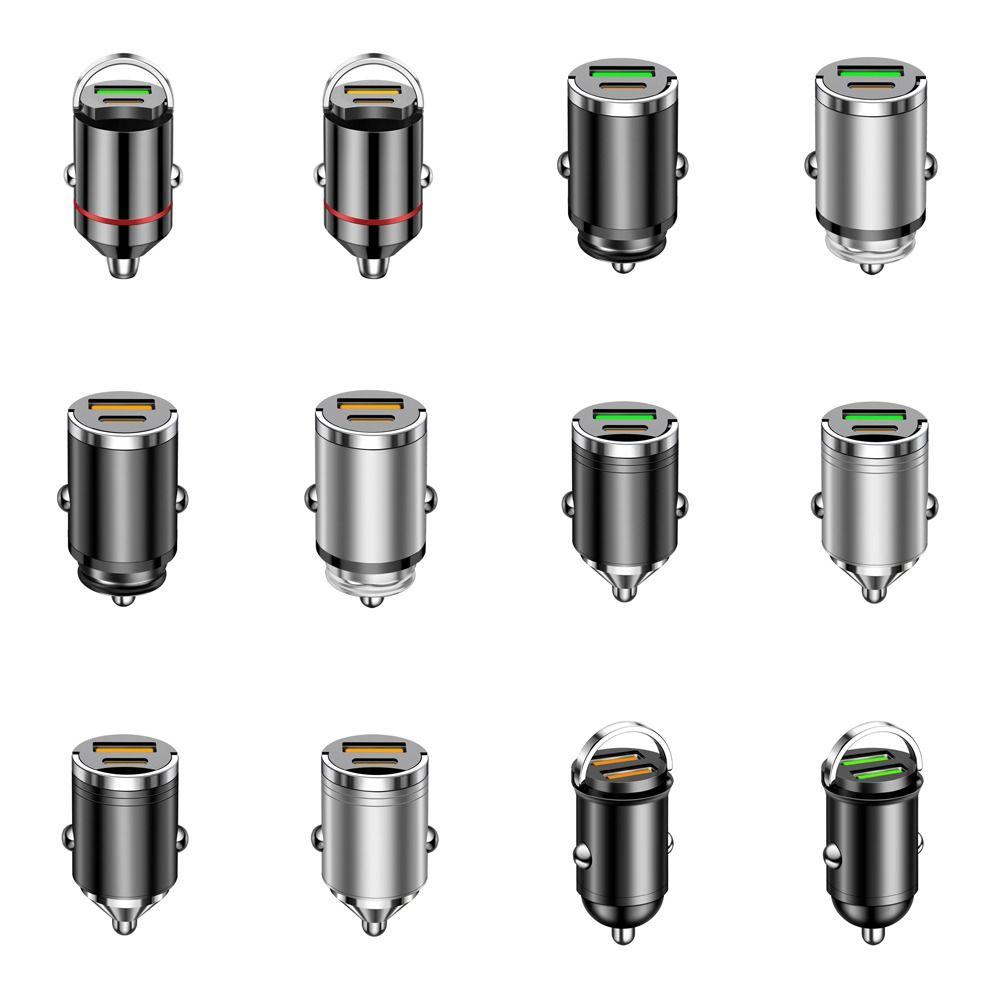 Dual USB Pull Ring Car Charger Fast Charging Mini Car Charger Car Power Adapter  Car Accessories