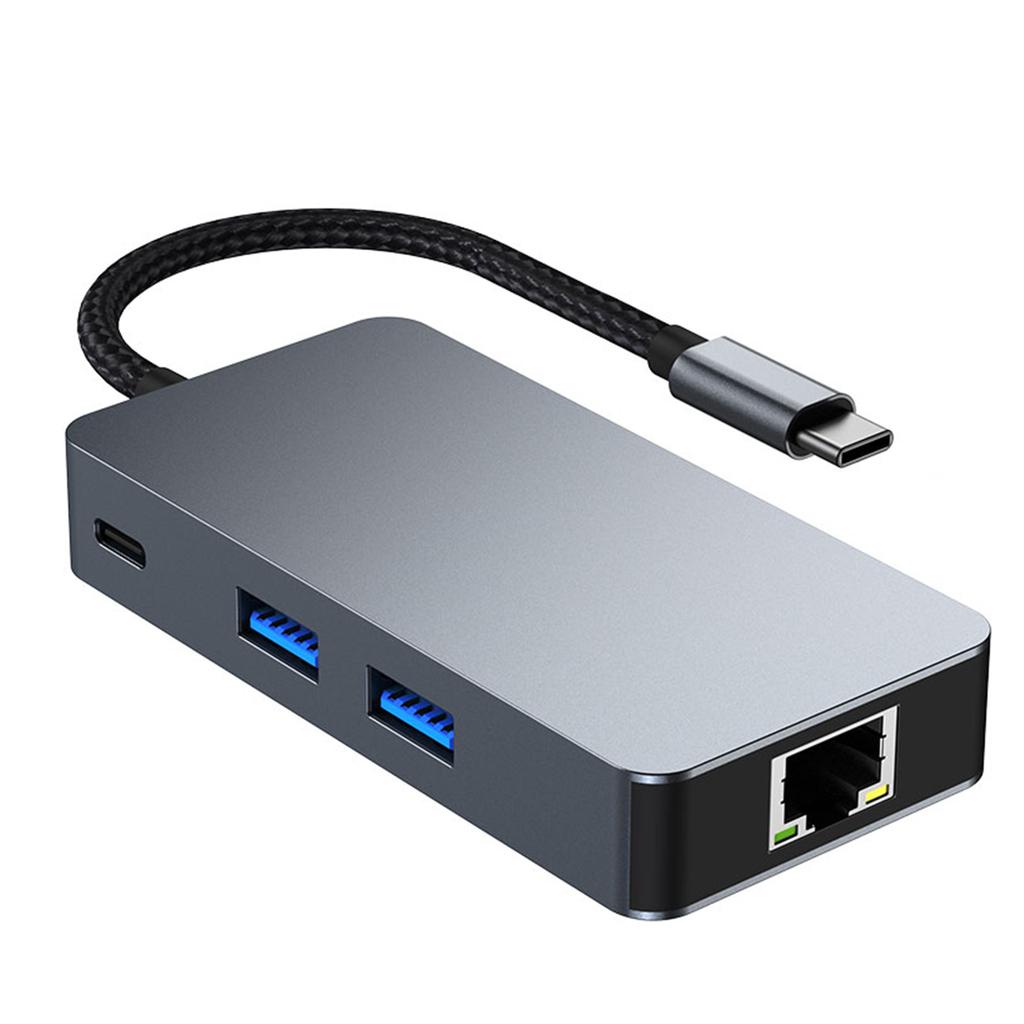 6 in 1 TYPE-C to RJ45 Gigabit USB 3.2 HDMI PD100W Interface Hub Adapter Dock