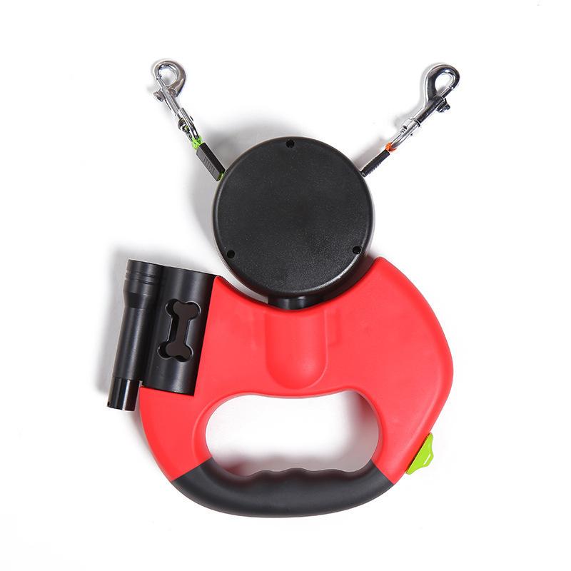 Эксклюзивно для собак, автоматический телескопический поводок, одна буксира, две двойные головки, креативный прогулочный поводок для собак, цепочка для собак, товары для домашних животных