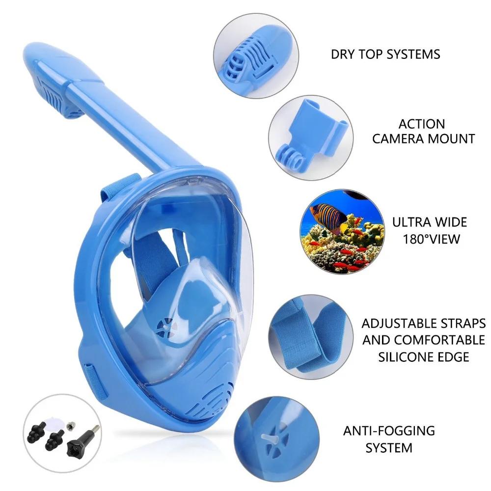 Детское плавательное оборудование, очки для плавания с маской и трубкой, полнолицевая маска для дайвинга, маски для плавания и снорклинга для детей от 4 до 11 лет