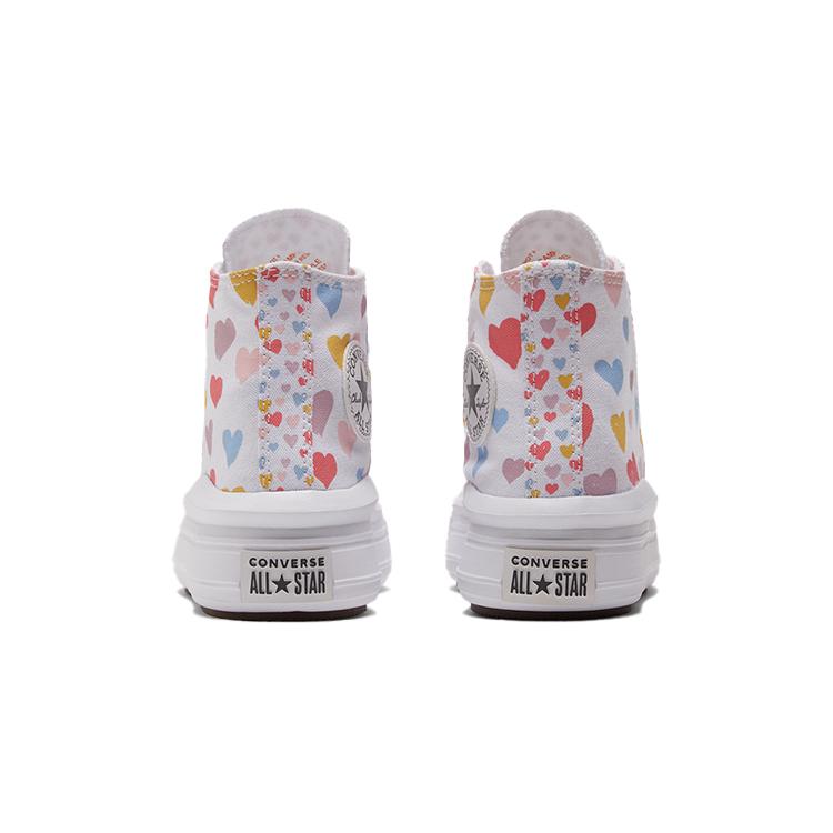 Converse All Star Move High для дошкольников 'Всегда Сердца' (унисекс) Белые / Белые / Розовые Солевые Детские Кеды 371590C