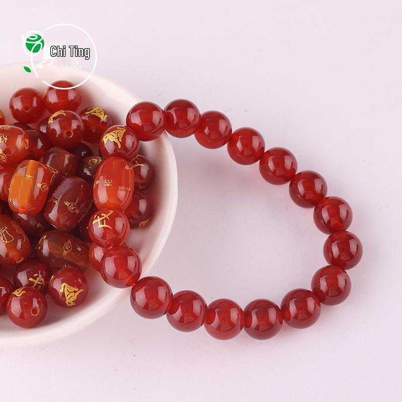Браслет и подвеска из красного агата с бусинами знаков зодиака и разделительными бусинами-бочонками для DIY