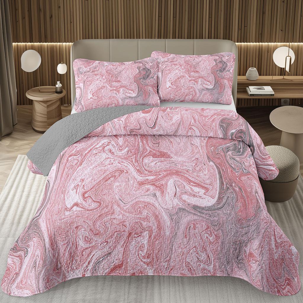 Marble Grain Bedspread Twin King,Abstract Marble Texture Design Quilted Marbling Coverlet Set Ink Fluid Art Quilt Set Home Decor