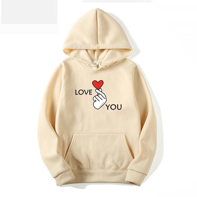 Толстовка с надписью «I Love You» Модная мужская и женская толстовка с капюшоном из матовой ткани, супербольшая уличная толстовка для пары