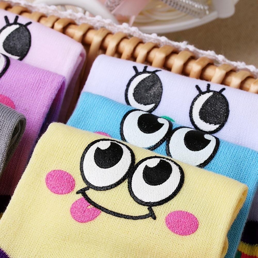 1 пара / 5 пар Мультяшные Милые Kawaii Улыбка Женские Носочки для Пальцев Повседневные 3D Арт Гольфы Новый Цвет Случайный!!