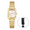 Square Bar Stainless Reverse Rotation Birthday Gold Women's Wristwatch, Waterproof, Dial Index, Simple, Quartz, Steel, Adjustable, Prevention,