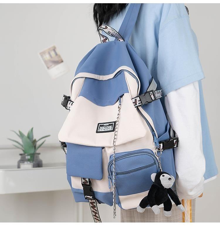 Large Capacity Ins Cool School Bag For Junior High School Boys Workwear Style Backpack For Girls Japanese Style