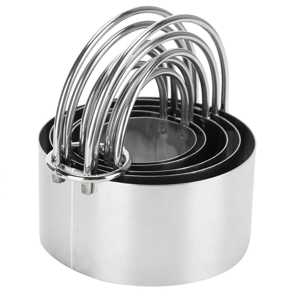 5PCS Set Biscuits Cutter Stainless Steel Round Cookies Cutter with Handle Baking Dough Tools