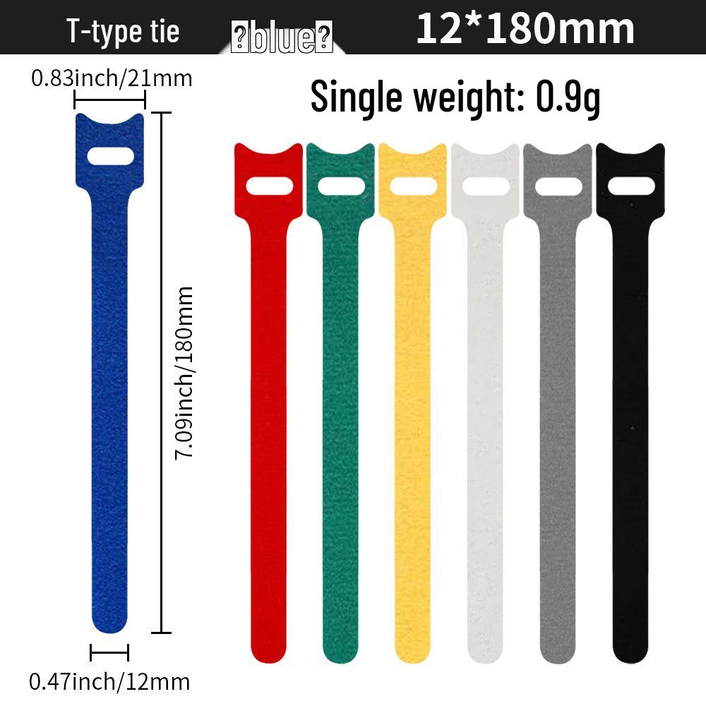 T-Type Magic Tape Cable Ties for Earphones, Data Cables, Organizers, and Network Cables with Back-to-Back Adhesive Straps.