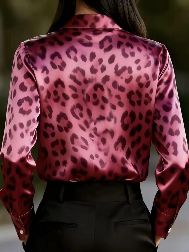 2026 Модная женская повседневная рубашка с леопардовым принтом в европейском и американском стиле - Коллекция Весна/Осень