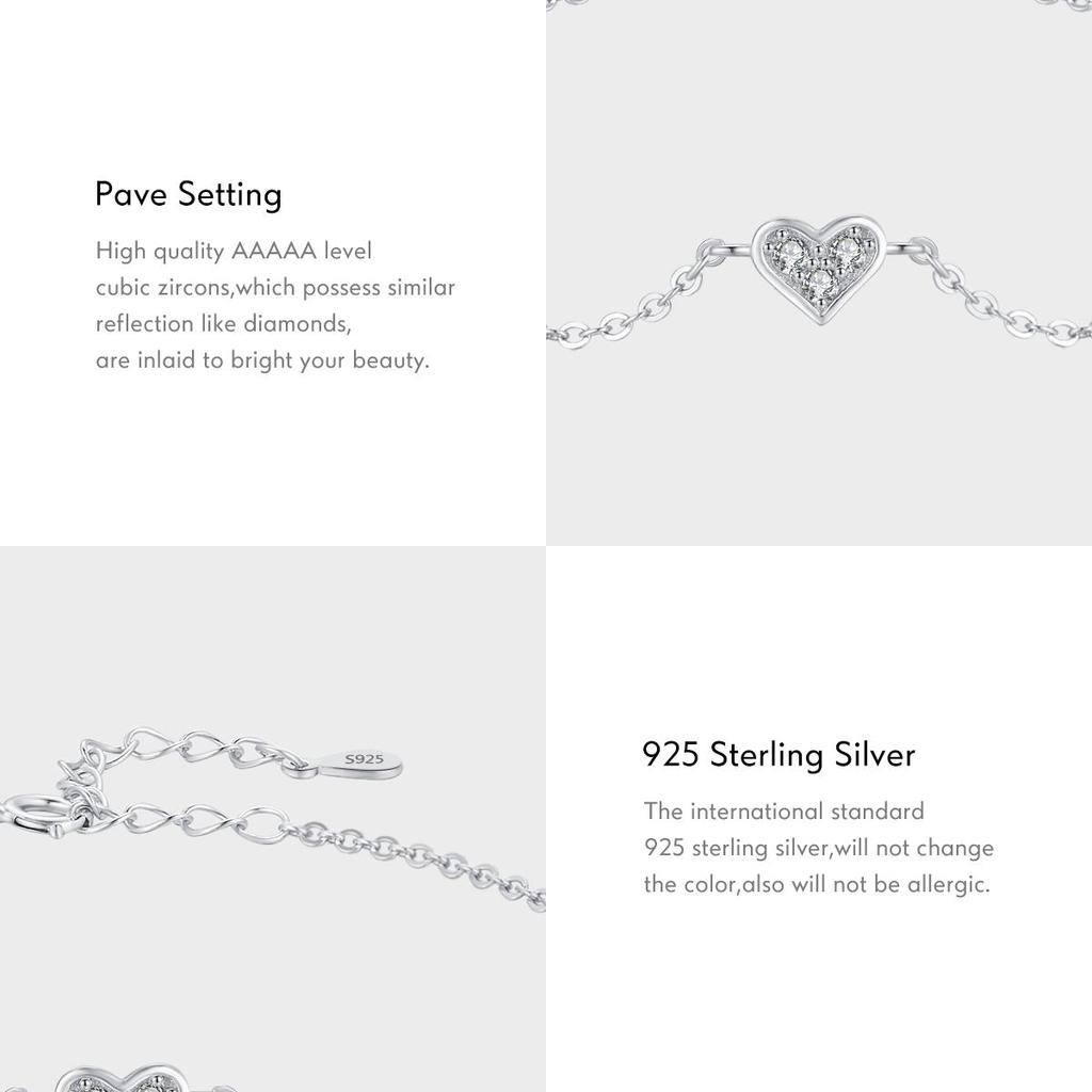 MODIAN New Design 925 Sterling Silver Heart CZ Bracelet Fashion Crystal Wedding Lady Classic Romantic Jewelry