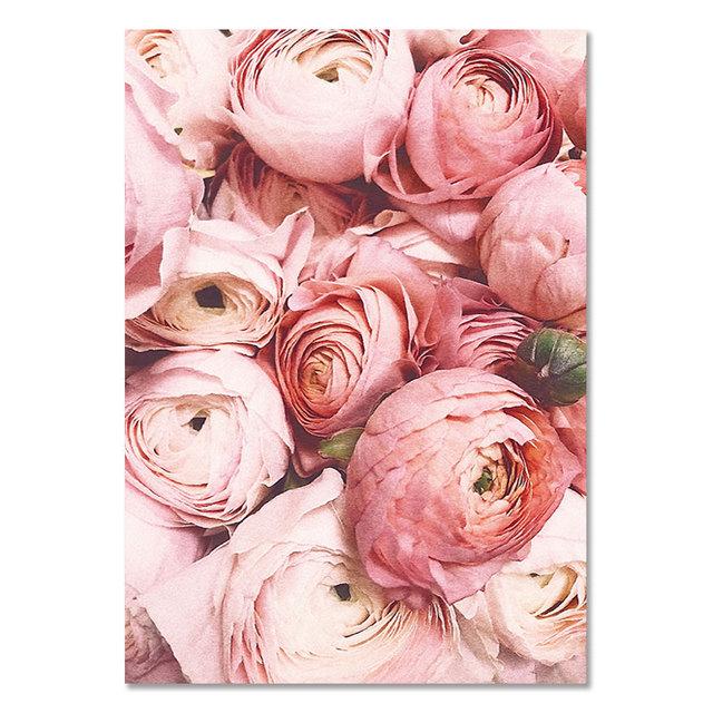 Современное растение, цветок, картина, свежие эстетические декоративные постеры для гостиной, розовый пион, настенная художественная картина, печать плакатов