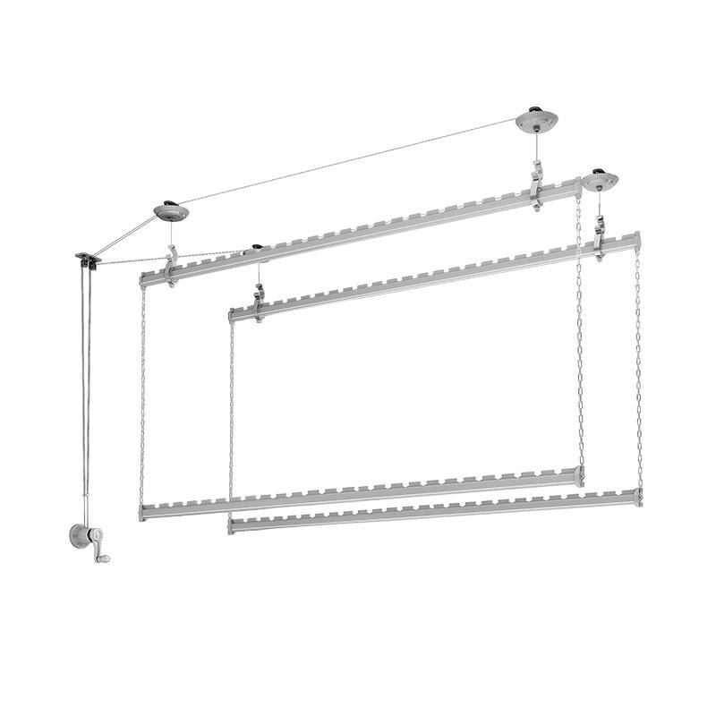 Manual Hand-Crank Double Rod Clothes Drying Rack for Balcony