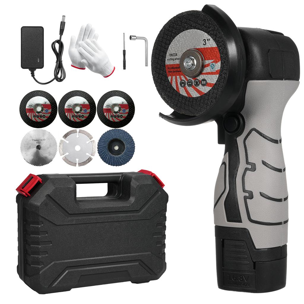 Беспроводная угловая шлифовальная машина, электрический шлифовальный инструмент, 7000 об/мин, мини-шлифовальная машина с аккумулятором 16,8 В, 2000 мАч, 1 шт.