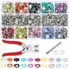 Metal Snap Button Hollow Press Prong Fastener Studs with Pliers Tool Set Kit for Clothes Garment Sewing Bags Shoes Leather Craft