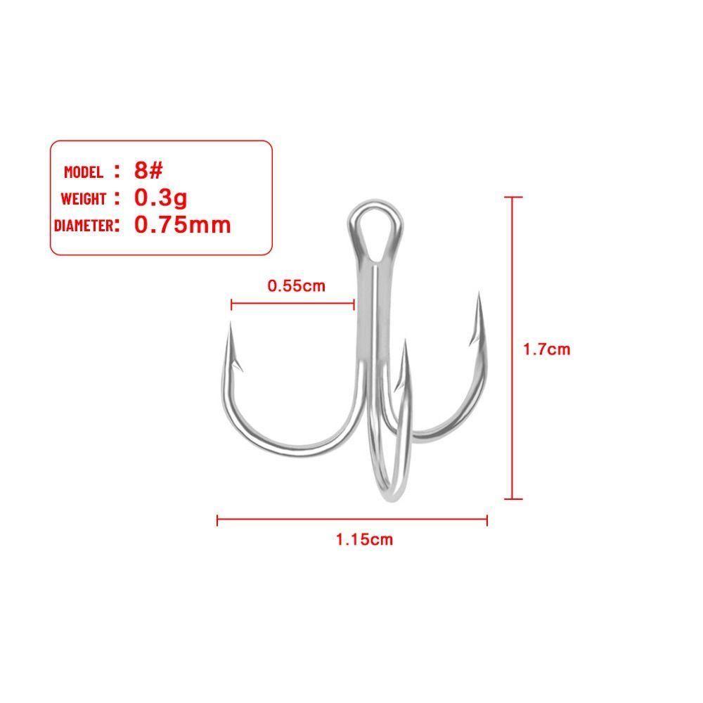 50 шт./набор Спортивные крючки с бородкой Заточенные тройные Джиговые Крючки из высокоуглеродистой стали Рыболовные снасти