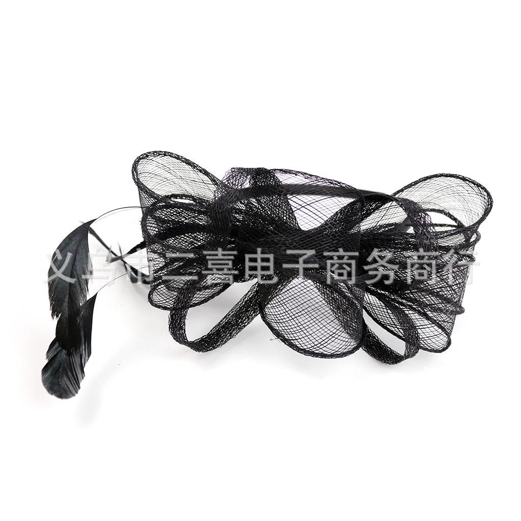 Тонкая льняная пряжа свадебная тиара перья цветы шпильки украшения для волос, повязки на голову для выпускного бала, цилиндры