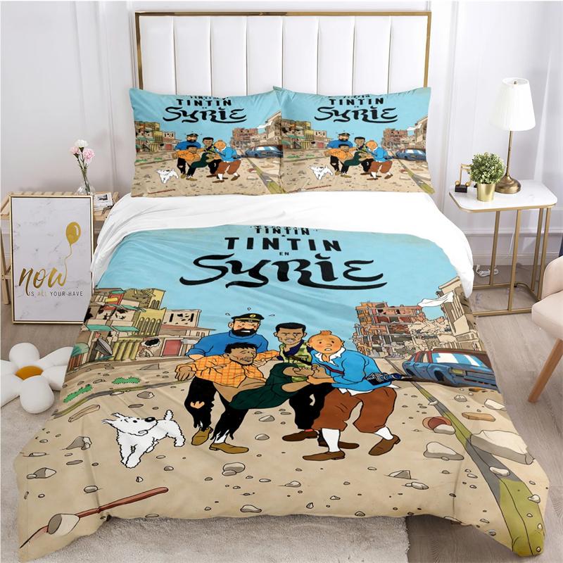 Cute T-Tintines Cartoon Funny All Season Duvet Cover Bedding Sets Soft Quilt Cover and Pillowcases Teen Single/Double/Queen/King