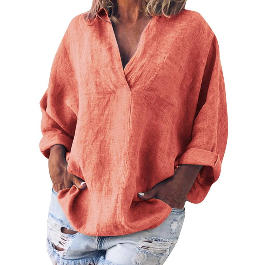 Boho Womens Long Sleeve Cotton Linen Kaftan Ladies Baggy Blouse Tee Shirt Tops