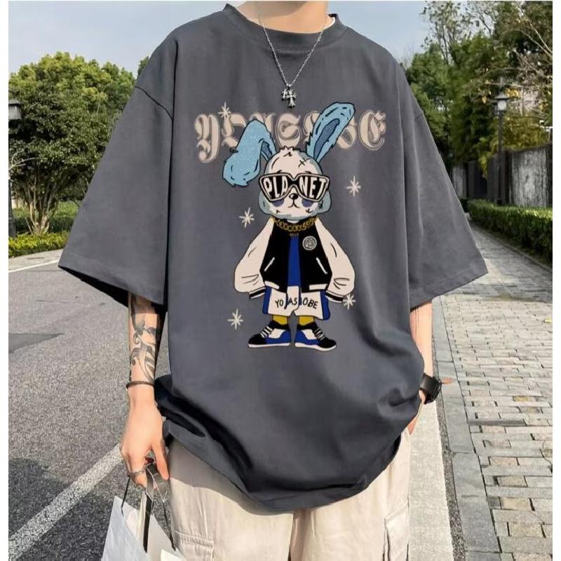 Мужские футболки с коротким рукавом с буквенным графическим принтом и половиной рукава Футболка-пуловер Повседневная футболка Мужская корейская повседневная футболка с круглым вырезом в стиле ретро