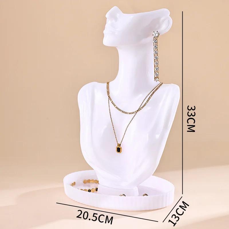 High end jewelry plastic display rack, portrait neck model handicraft display rack, necklace and earring storage display rack