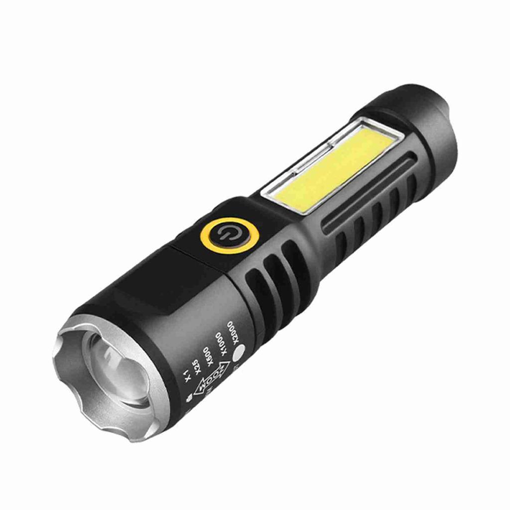 Dual Light Source Flashlight Portable High Brightness Light Outdoor Telescopic Focusing Adjustable Flashlight USB