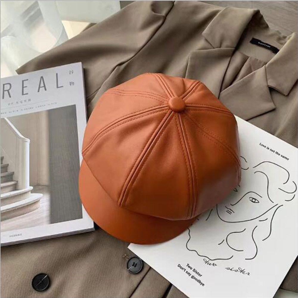 Повседневный берет из искусственной кожи, новая модная однотонная кепка, кепка газетчика, кепка с козырьком, кепка газетчика