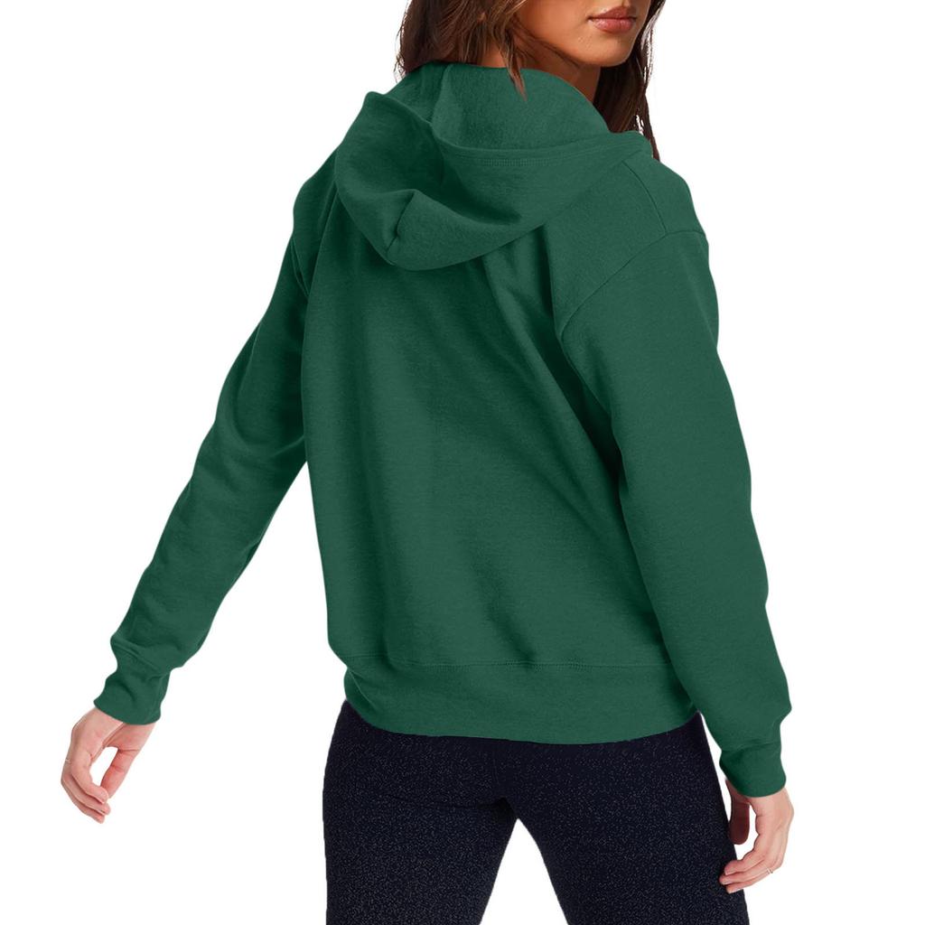 Women's Casual Fashion Solid Color Long Sleeved Zippered Hooded Sweatshirt