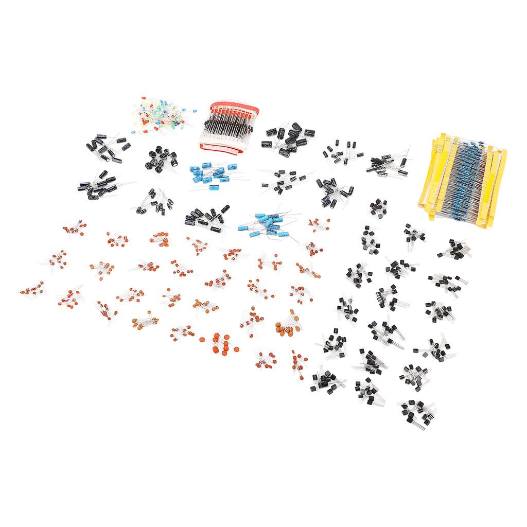 Набор 1400 шт. Электронные компоненты Металлопленочный резистор Керамический Электролитический конденсатор Транзистор