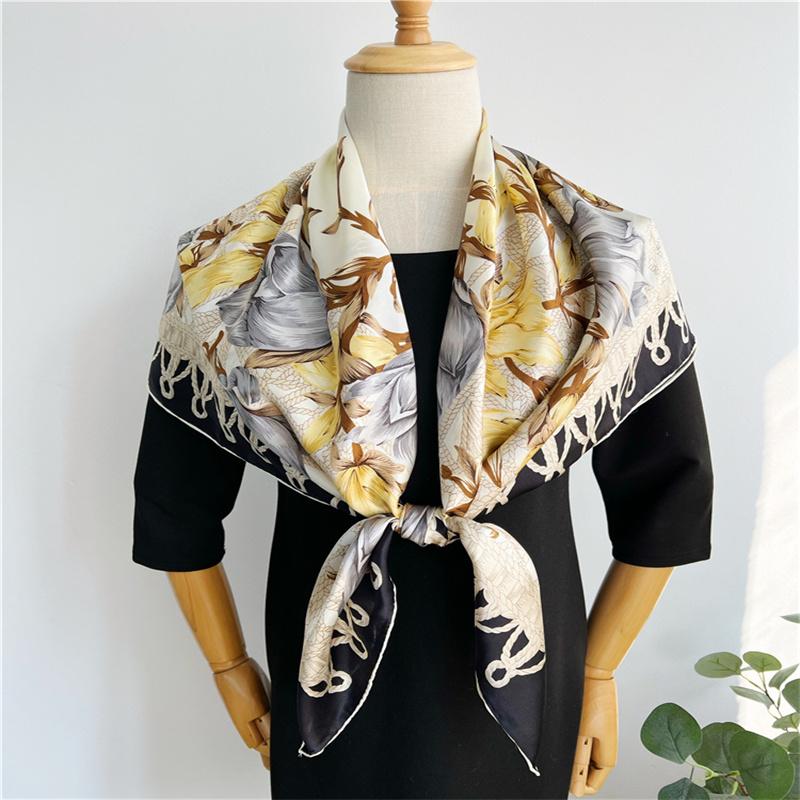 110*110 см квадратный шелковый шарф женский модный принт маленький шейный платок офисный женский пояс для волос носовой платок женский платок шаль шарф