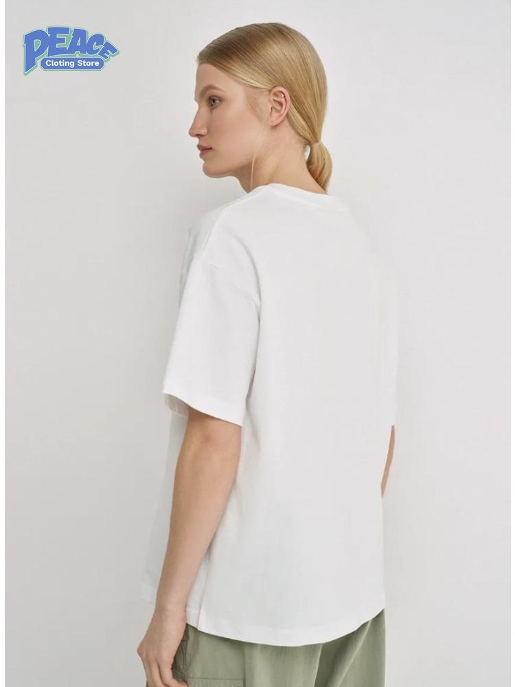 Seagull Scenery Printed T-shirt 100% Cotton T-shirt Women's Clothing Summer Fashion Simple Lovely Casual Comfy Short Sleeve Top