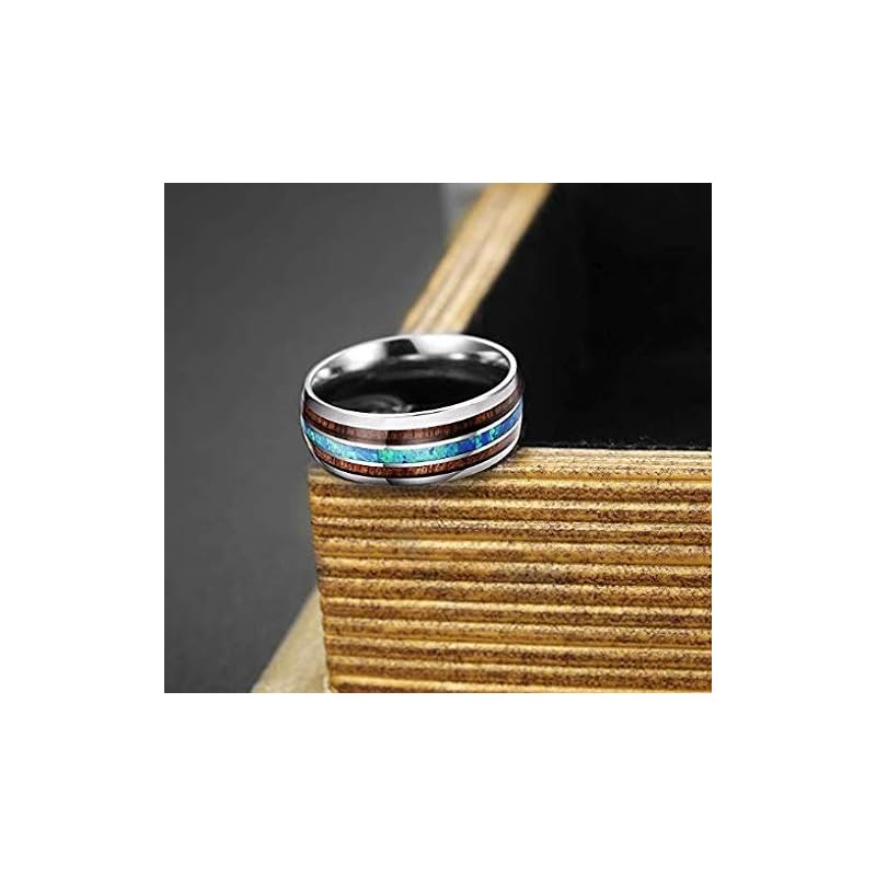 [Rockyu] ring men's silver wood seashell ring Made of titanium Compatible with metal allergies birthday anniversary party present fashion accessories