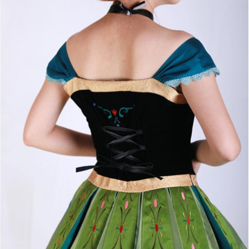 Frozen Beauty, Princess Anna Dress Anime Peripheral Ladies Long Dress Halloween Performance Dress