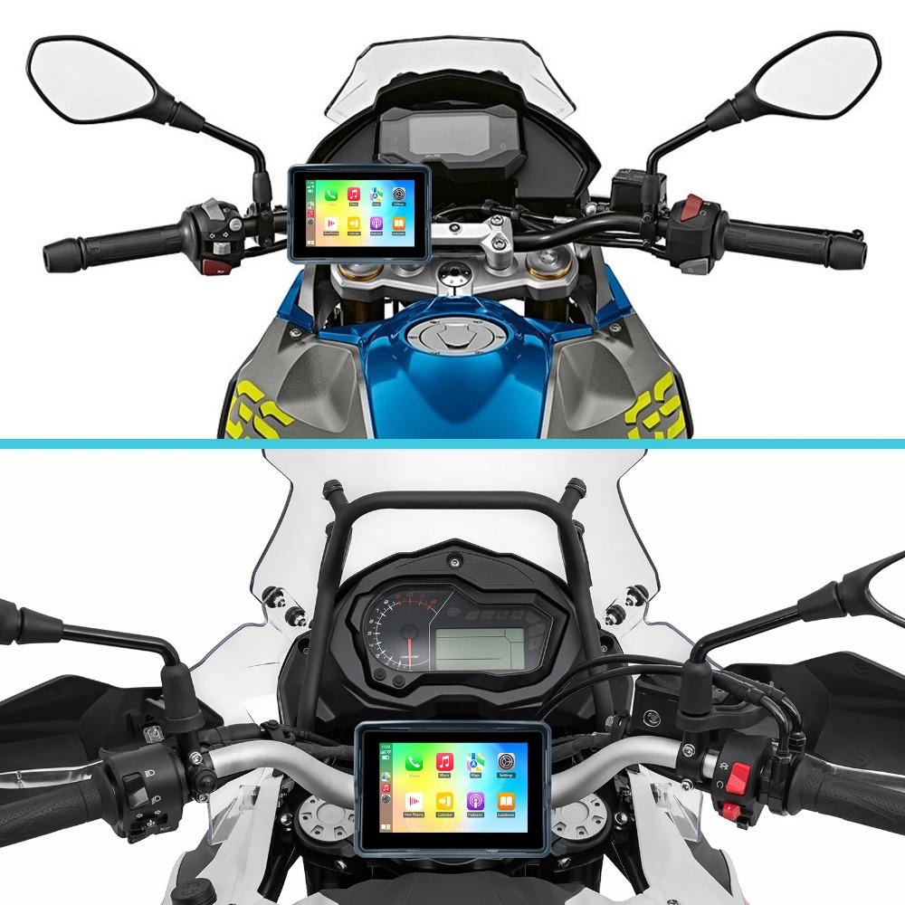5-дюймовый портативный видеорегистратор для мотоцикла, беспроводной Apple Carplay, Android, автонавигация, GPS-экран, водонепроницаемый дисплей IPX7, двойной BT