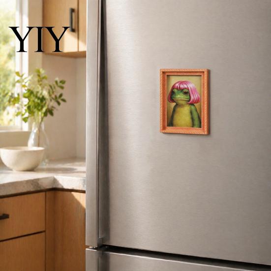Frog Refrigerator Magnet Abstract Magnet, Framed Hairstyle Fridge Cartoon Home Kitchen Office Decoration Party Favors Decor