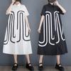 2025 Plus Size Women Summer Dress Lady Basic Long Dress Printing Loose Vintage Maxi Cotton Button Dress