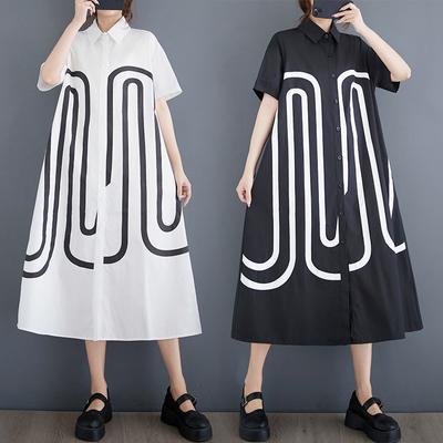 2025 Плюс Размер Женское Летнее Платье Женское Базовое Длинное Платье С Принтом Свободное Винтажное Макси Хлопковое Платье На Пуговицах