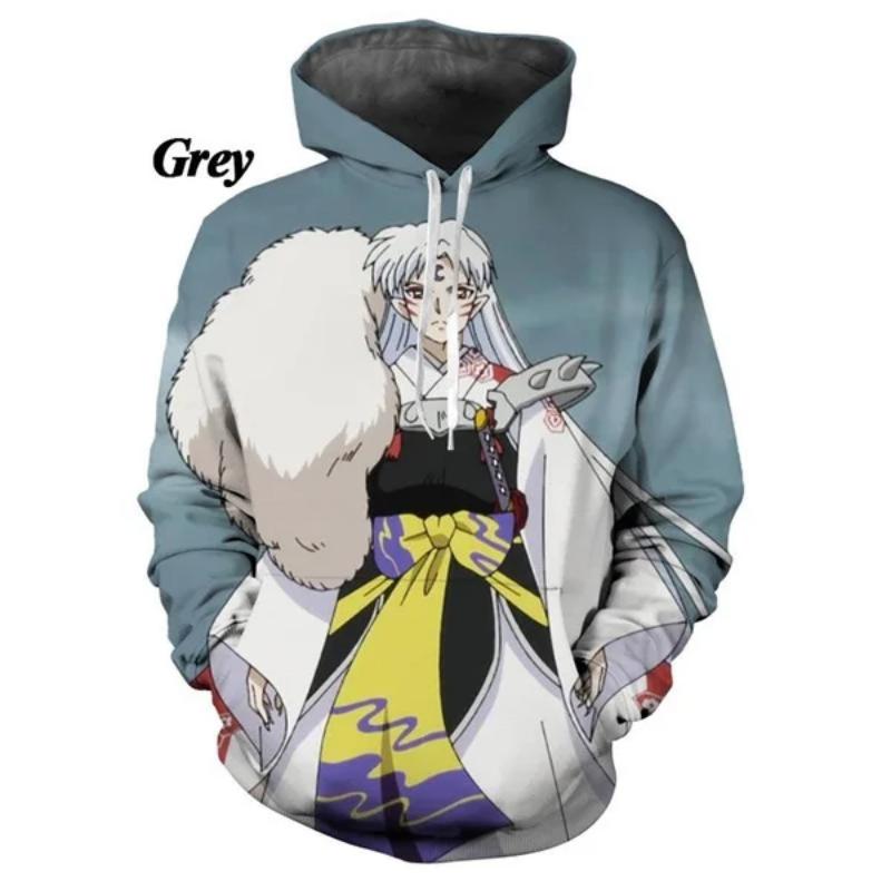 Новая модная толстовка-пуловер для пары с капюшоном в стиле аниме Инуяша с 3D-принтом, толстовка с капюшоном, унисекс-куртка