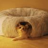 2 In 1 Soft Plush Cat Beds House Funny Cat Tunnel Toy Round Cat Dog Sleeping Bed Nest for Small Dogs Kittens Cushion Mat Kennel