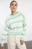 Women's Elegance Style Sweater Stone Crop Striped Knitwear Sweater