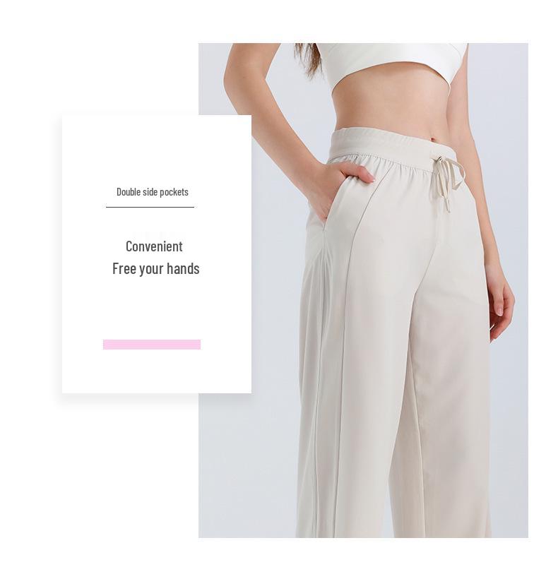 Women's High Waist Wide Leg Summer Yoga Pants with Sun Protection and Pockets