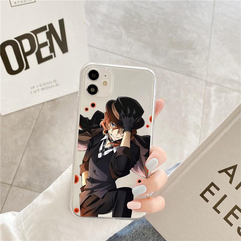 Чехол для телефона Japan Bungo Stray Dogs для iPhone 7 13 12 Mini 8 5 6 6S Plus SE 2020 SE3 2022 11 Pro X XR XS Max, прозрачный чехол
