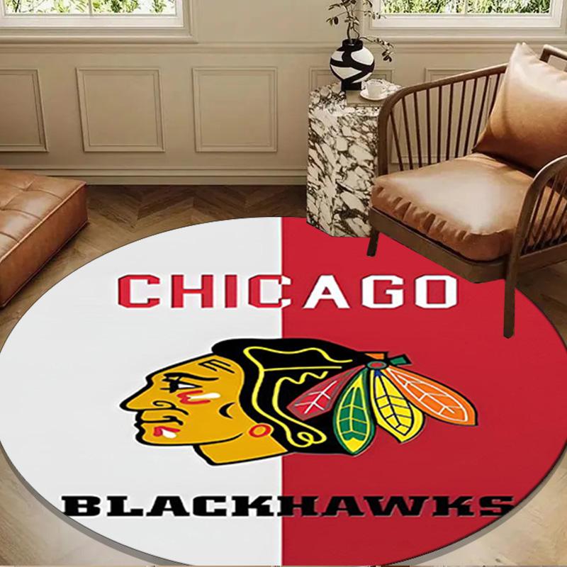 Blackhawks Artwork Round Rug for Livingroom,Bedroom, Palyroom, Chair Rug, Area rug, Circle Carpet, Large Size Decor Fan Christmas gift