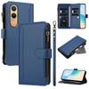 For Oppo K12x 5G (China)/OnePlus Nord CE4 Lite 5G Leather Case 9 Card Slots Zipper Wallet Stand Phone Cover with Wrist Strap
