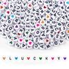 300/500/1000PCS Colored Letter Beads, A-Z White Letter Beads and Colored Heart-shaped Beads, Round Beads DIY Craft Bracelet Necklace Jewelry Pendant