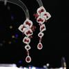 Серьги в стиле тяжелой промышленности Легкая роскошь Высококлассное платье с длинными лепестками Элегантный темперамент Цветочные серьги с цирконами