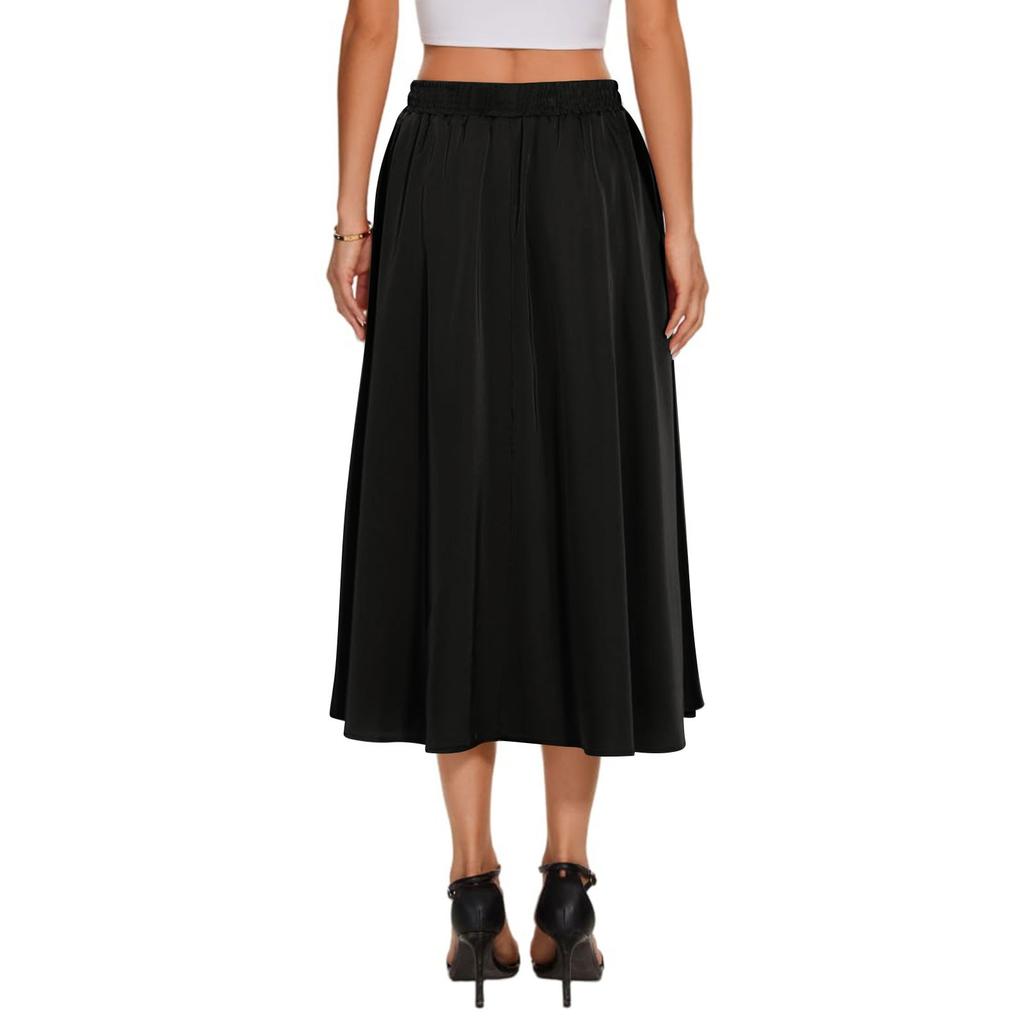 Women's Skirt Bohemian Skirt Solid Color Casual Skirt With Pockets